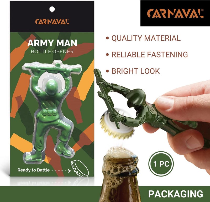 CARNAVAL Green Army Man Bottle Opener - Funny Bartender Compatible, Metal Mini Soldier Design - Image 2